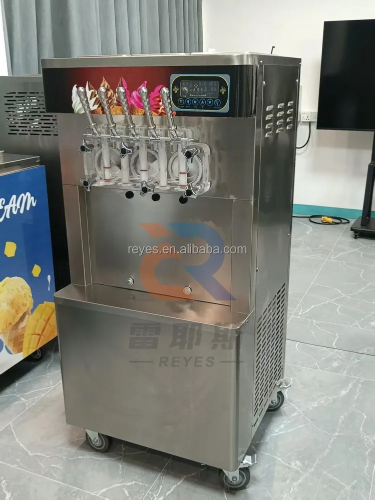 Self Cleaning Vertical 5 Flavors Soft Ice Cream Machine Commercial Soft Serve Italian Ice Cream Maker Yogurt Option Easy Operate