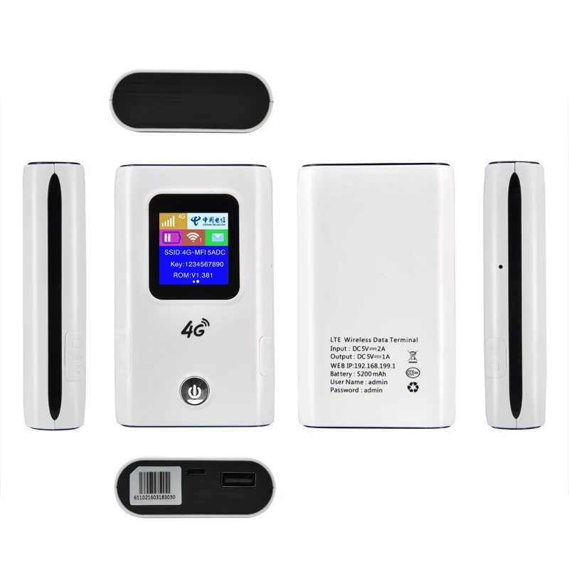 MF905C 4G Portátil WiFi LTE Nano Sim Card Router com Powerbank 6000mAh Hotspot Móvel