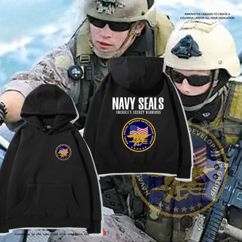 

USA Navy SEAL Special Forces Printed Hooded Sweater Men's and Women's Autumn and Winter Casual Jacket High Quality Sweatshirt