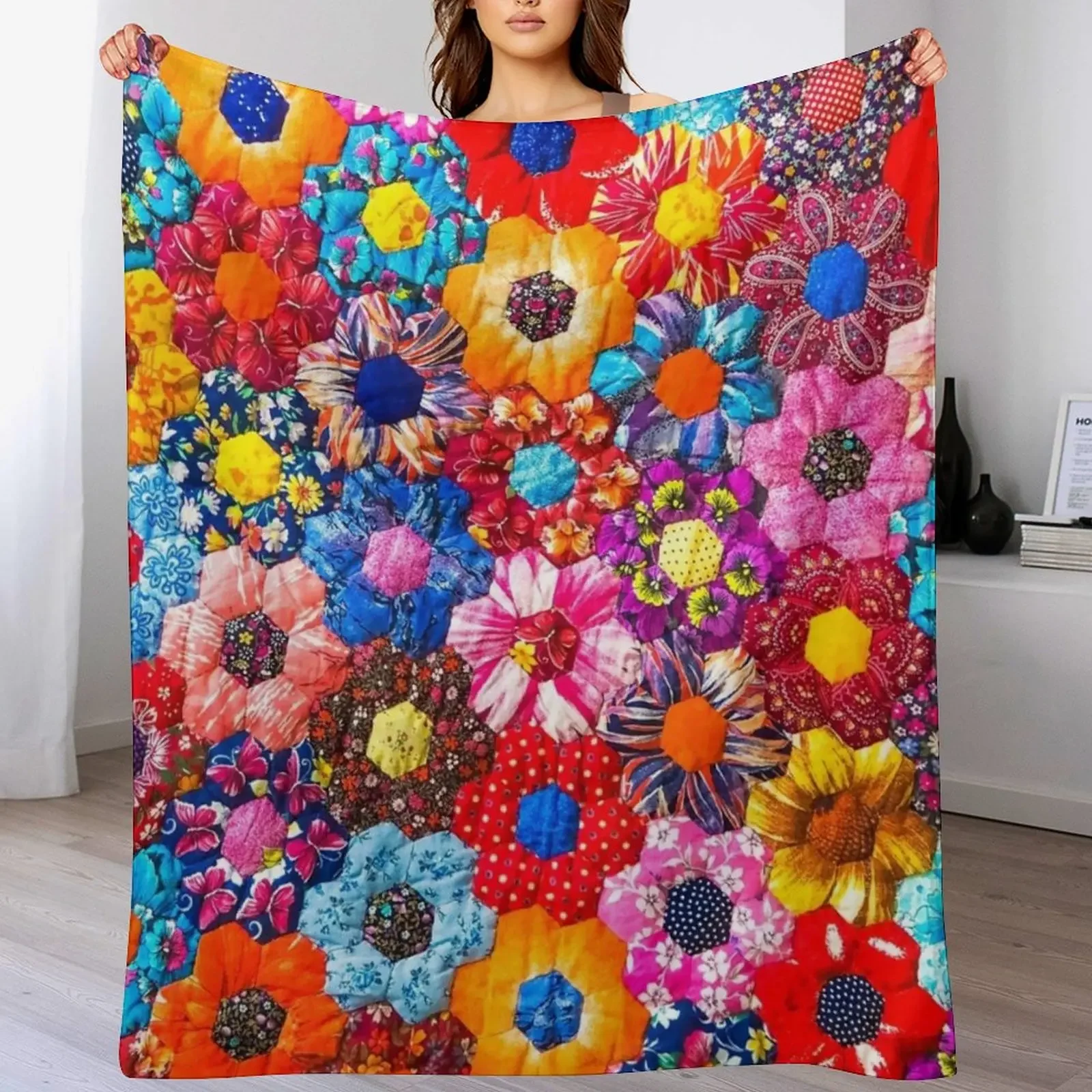 patchwork Throw Blanket Color Fast Cozy Throw Blanket