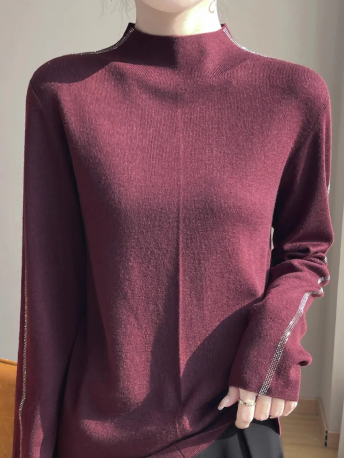 Spring Large Size Women's Knitted Wool Sweater f High Collar Inner Wear Base Layer Faionable New Sle Padded Jaet