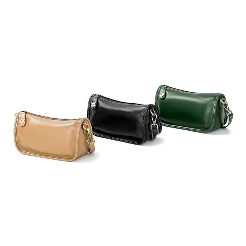 

Minimalist Crossbody Solid Color Genuine Leather Shoulder Bag Large Capacity Casual Underarm Handbag For Daily Wear