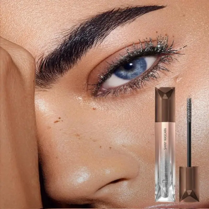 Wodoodporny brokatowy tusz do rzęs, zwiększający objętość, podkręcający, odporny na rozmazywanie, szybkoschnący, długotrwały, wzmacniający rzęsy, błyszczący, upiększający brwi.