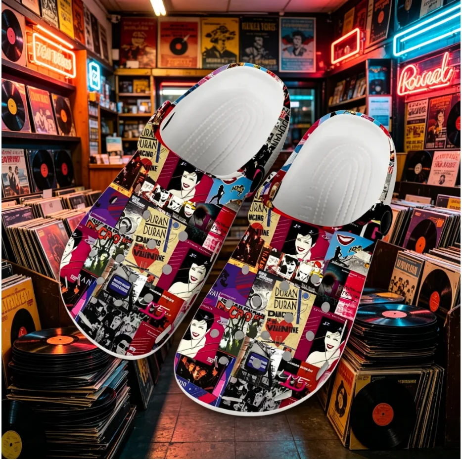 

Duran Band Summer Custom Breathable Clogs, Rock Band Cartoon Print Lightweight Street Clog Slippers