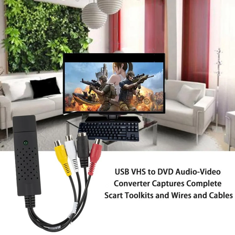 USB2.0 VHS To DVD Converter Convert Analog Video To Digital Format Audio Video DVD VHS Record Capture Card Quality PC Adapter
