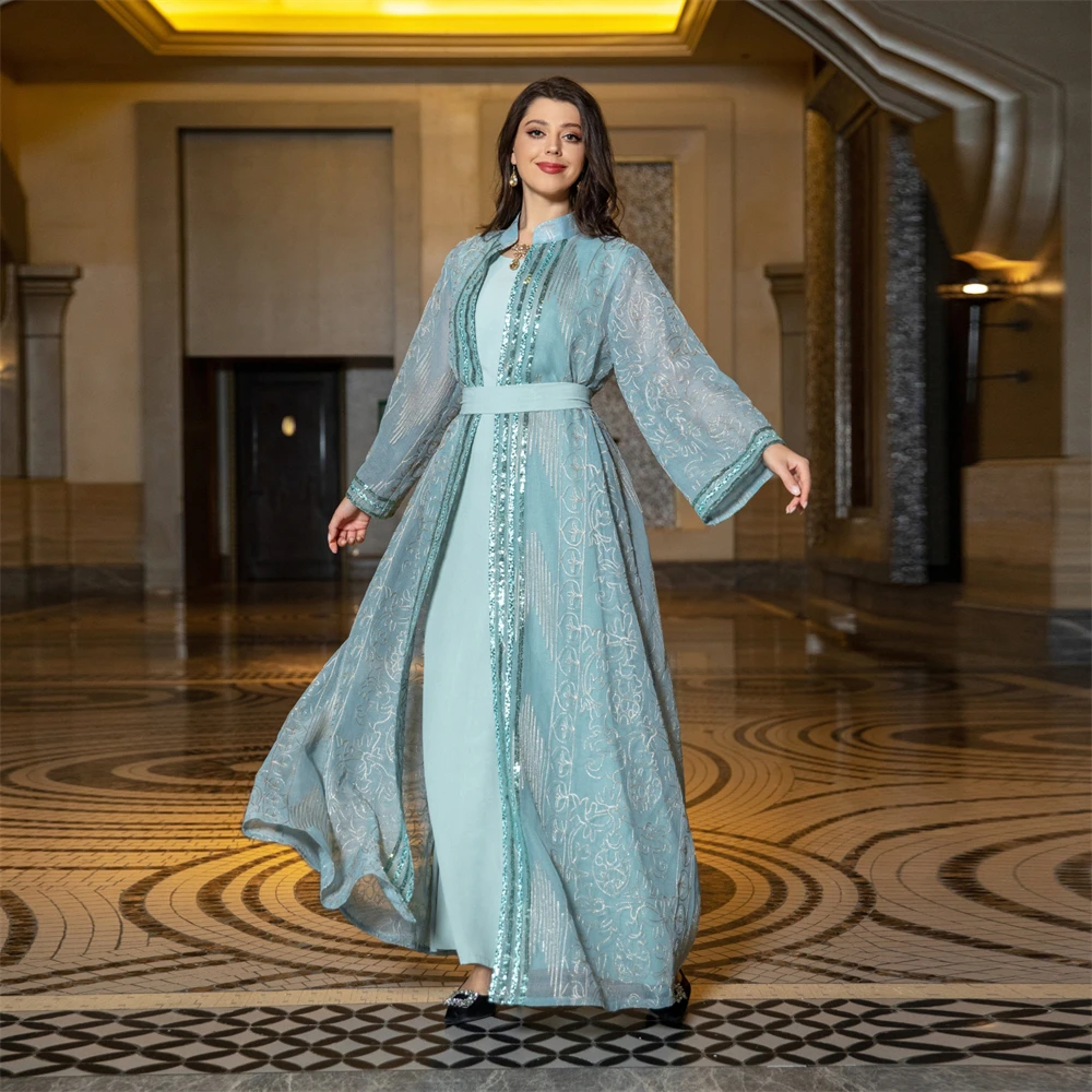 

Muslim Vestidos for Women Dress Islam Femme Party Jalabiya Luxury Ramadan Cardigan Kaftan