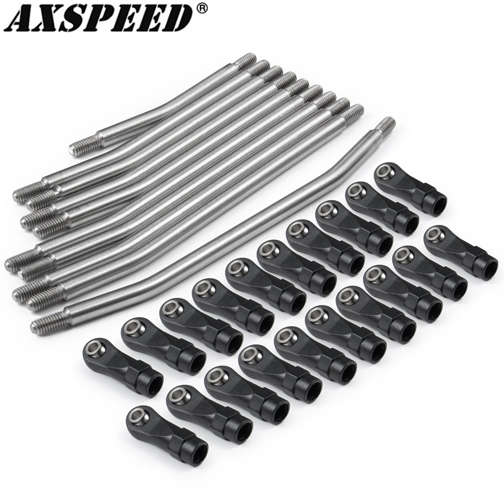 AXSPEED Stainless Steel Link Rod Chassis Linkages 313/324mm Wheelbase for 1:10 RC Crawler Car Axial SCX10 90046 90059