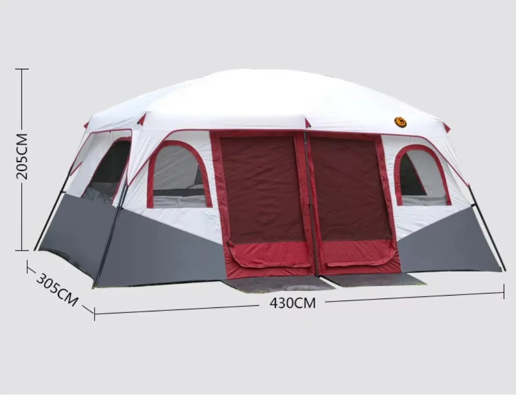 Wholesale two-bedroom, one-living double-layer Sun protection 6-8-12 people outdoor camping big tent