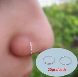 20 stks/pak 925 Sterling Zilver Twist Neusring Kraakbeen Tragus Helix Lip Body Piercing Sieraden 6mm 8mm 10mm