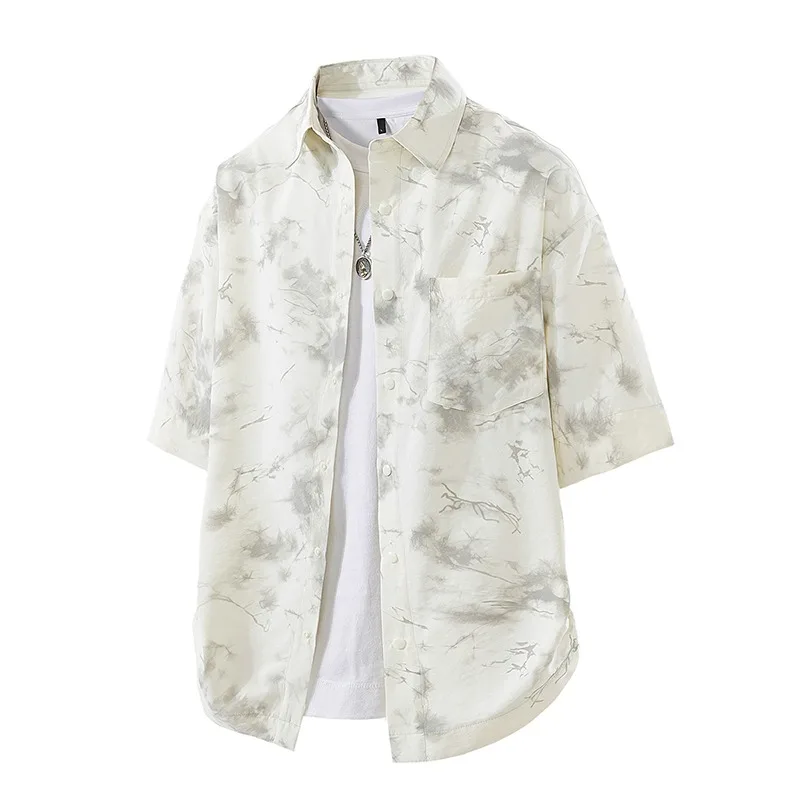 

Summer 3D Tie Dye Short Sleeve Shirt For Men And Women Thin Ins Style Loose All Match Shirt