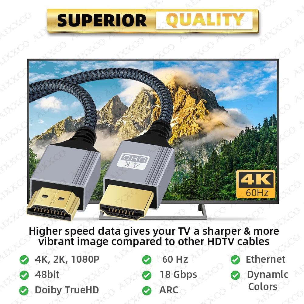 Hdmi-Compatibele Kabel 2.0 Draad 4K 60Hz Voor Xiaomi Xbox Ps5 Ps4 Laptops Hdmi-Compatibele Splitter Digitale Kabel Snoer 2M 3M 5M 10M