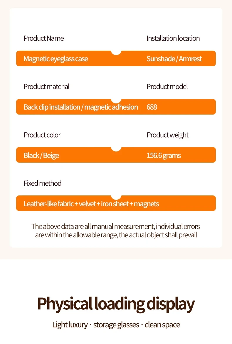 Magnetische Saugnapf-Brillenhalterung für Auto-Sonnenblende Hochwertige Sonnenbrillenbox Auto-Innenausstattung Zubehör – Detail 17