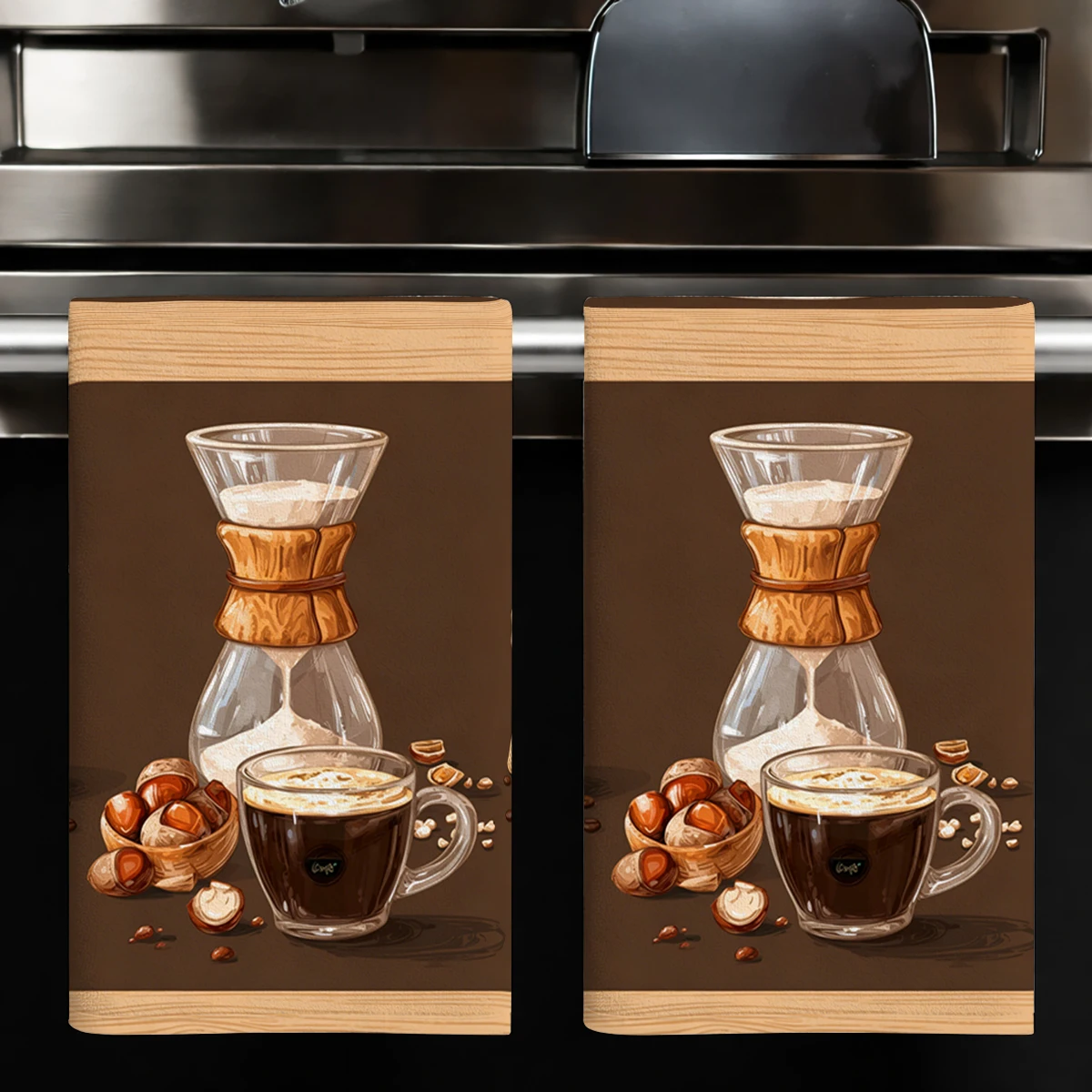 

Полиэстеровое кухонное полотенце с кофейной тематикой, стильное и практичное, для ежедневного использования на кухне.