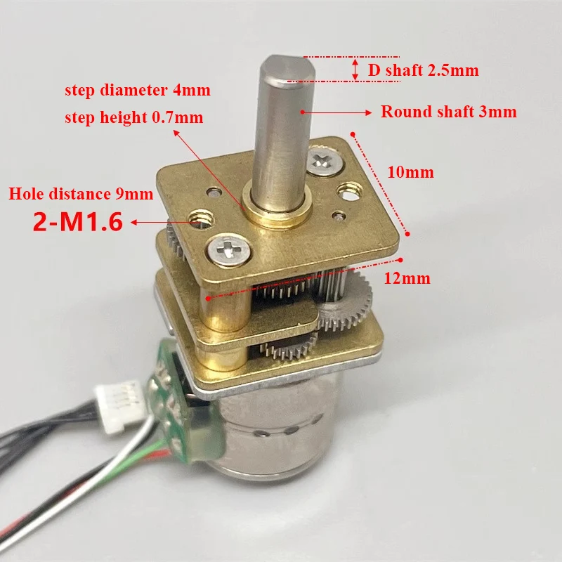 GSM10 Mini 10BY 10mm Gear Stepper Motor Micro 2-Phase 4-Wire Full Metal Gearbox Gear Stepping Motor DIY Robot Monitor Camera