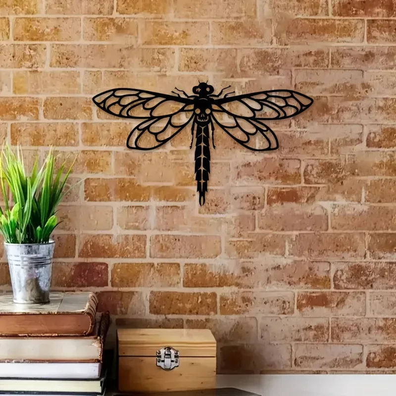 1pc Beautiful Dragonfly Metal Wall Art – Vintage Metal Wall Sign, Elegant Hanging Ornament, Stylish Bar, Kitchen, Coffee Sign