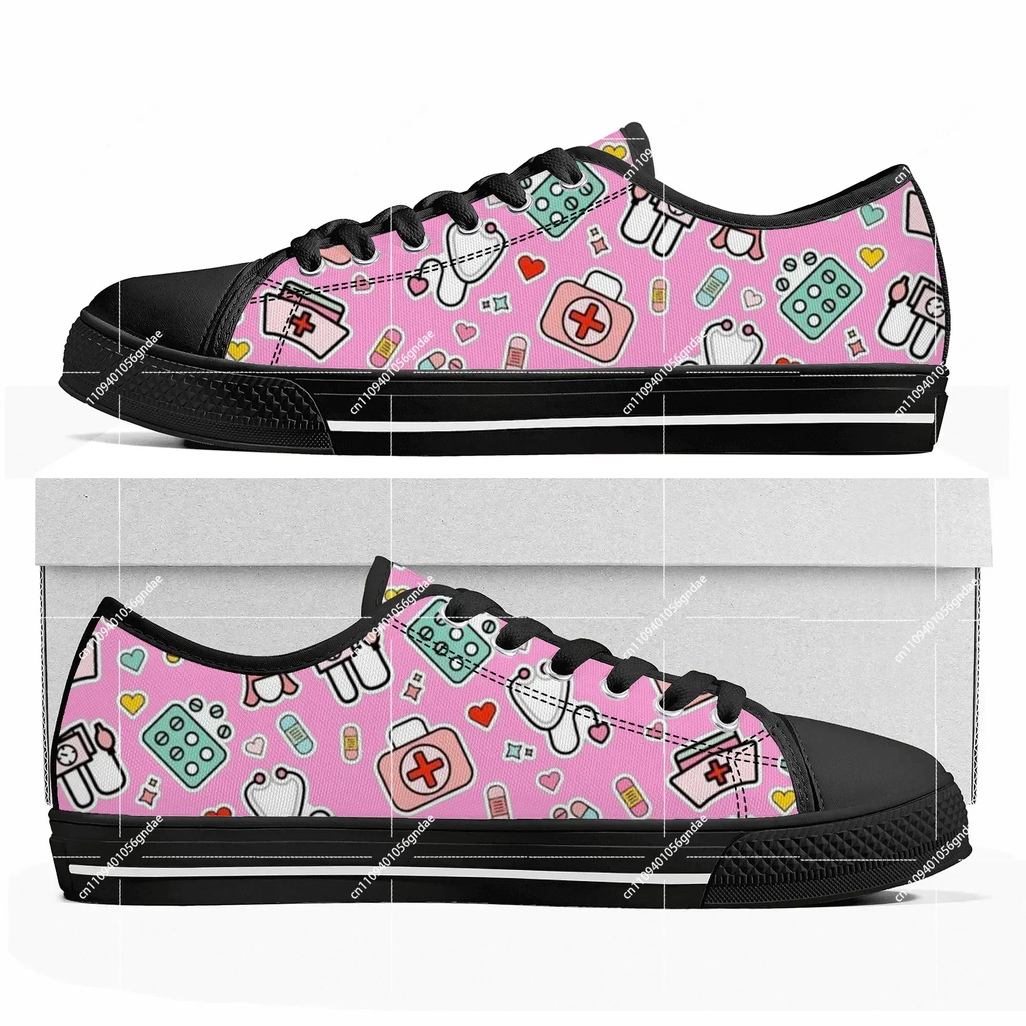 

Hospital Medical Nurse Print Custom Low Top Sneakers Womens Mens Teenager Shoes Casual Tailor Made Canvas Sneaker