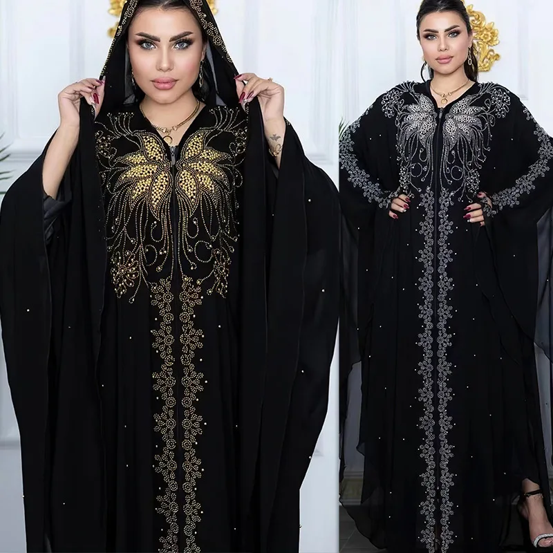 

Plus-size Women's Dress Abayas for Women Temperament Dress 2023 Stylish Hoodies Long Sleeve Female Casual Solid Hooded Vestidos