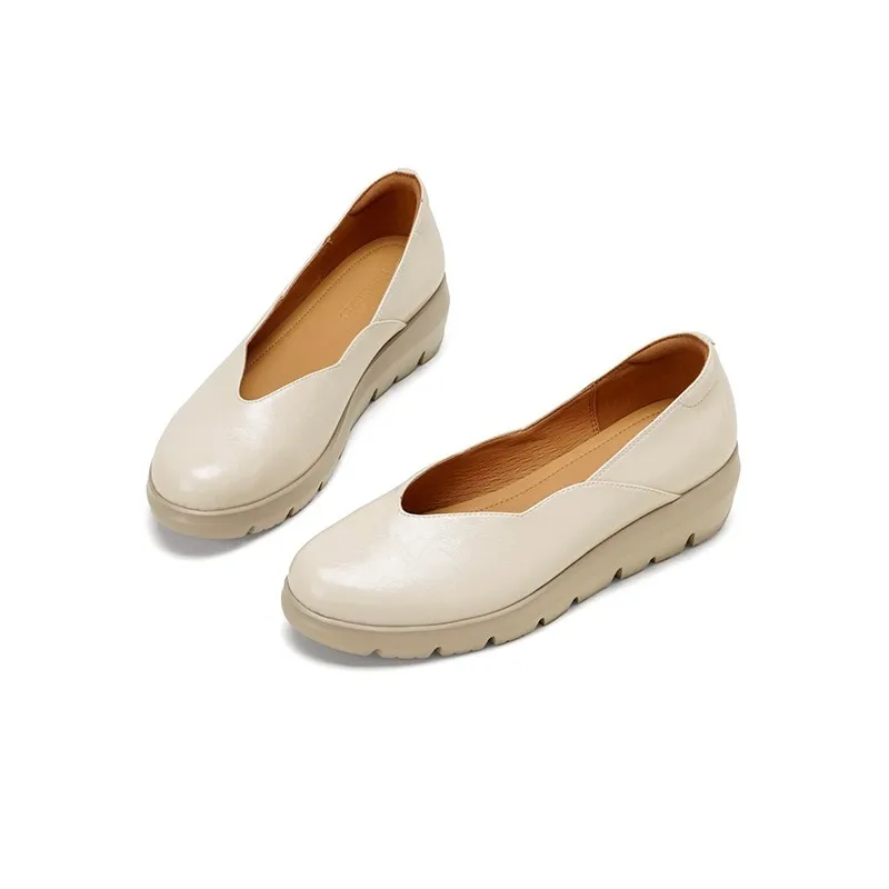 حجم كبير حذا فردي للسيدات خريف جديد جولة تو الفم الضحلة الانزلاق على منصة عدم الانزلاق مقاومة للاهتراء أحذية منخفضة أعلى #3