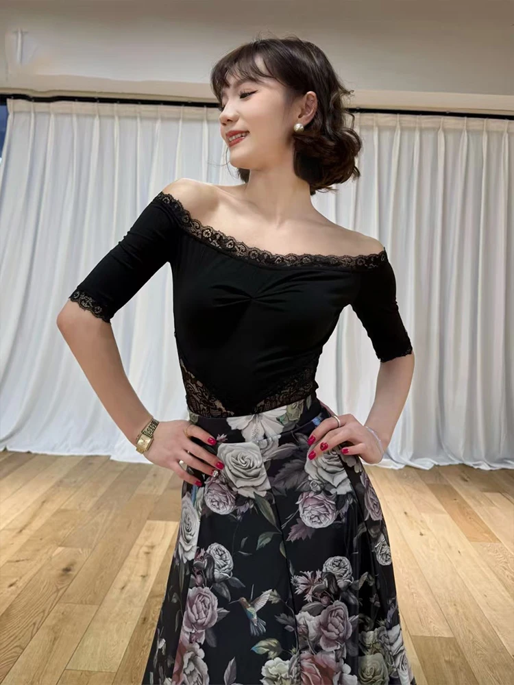 Nuevo vestido de baile de salón con hombros descubiertos para mujer, disfraz de actuación de vals, ropa de baile para adultos, vestidos de entrenamiento de escenario VBH1646