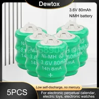 3.6V 80mAh Ni-MH Rechargable Battery with Solder Pins for Doorbell PLC Motherboard Solar Energy LED Light Button Cell