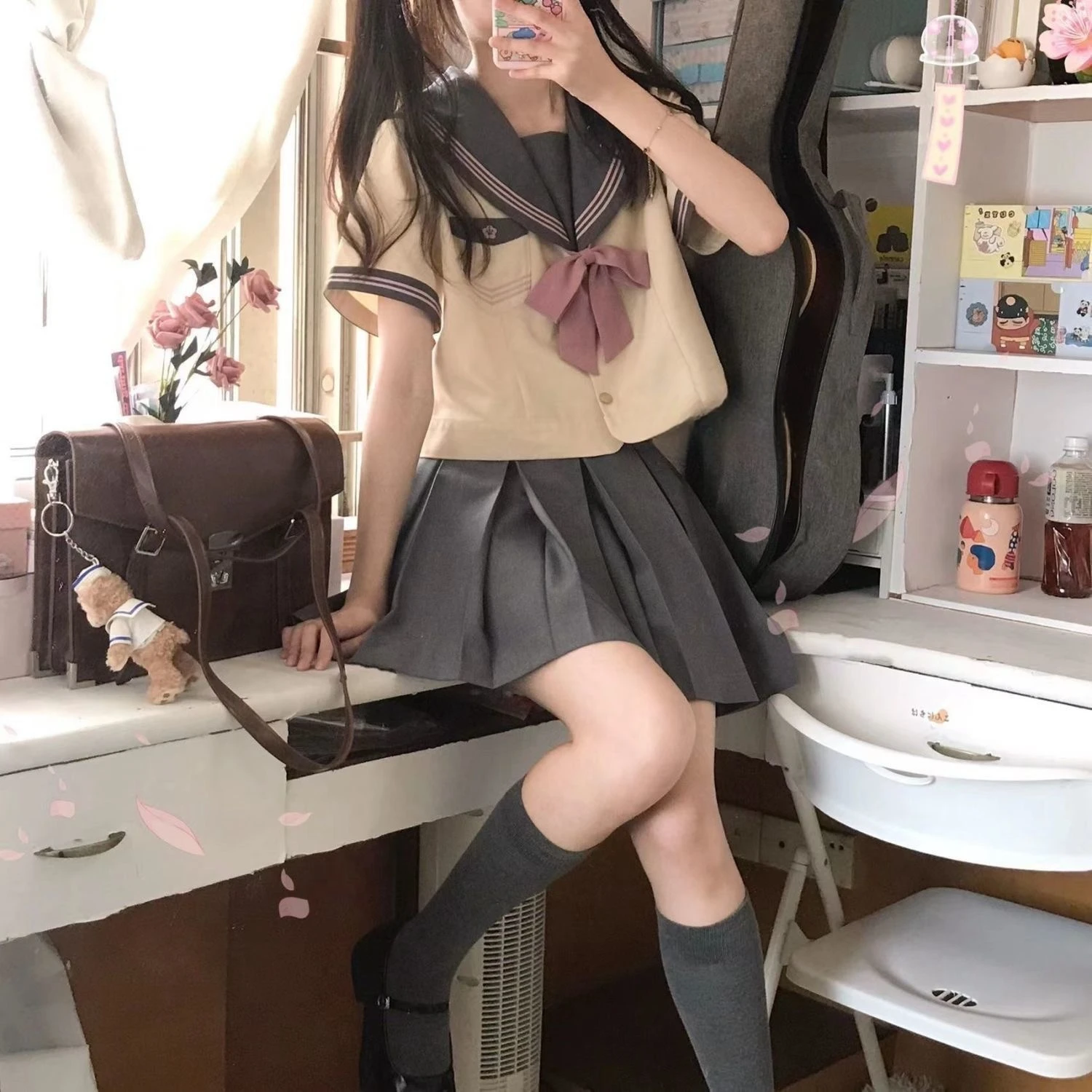 女性用日本の制服、半袖スーツ、jkユニフォーム、プリーツスカート、学生用セーラースーツ、プラスサイズS-8XL