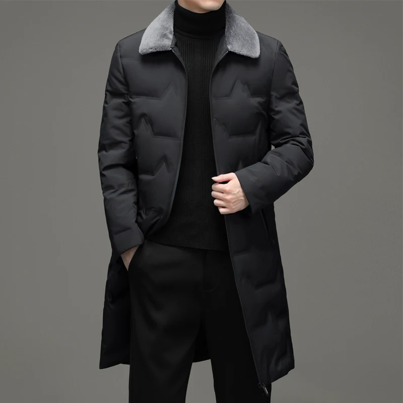 2022 winter long style Men\'s 80% White Duck Down coat fashion warm Winter Down Jackets men Winter Coat Men Casual thicken Jacket