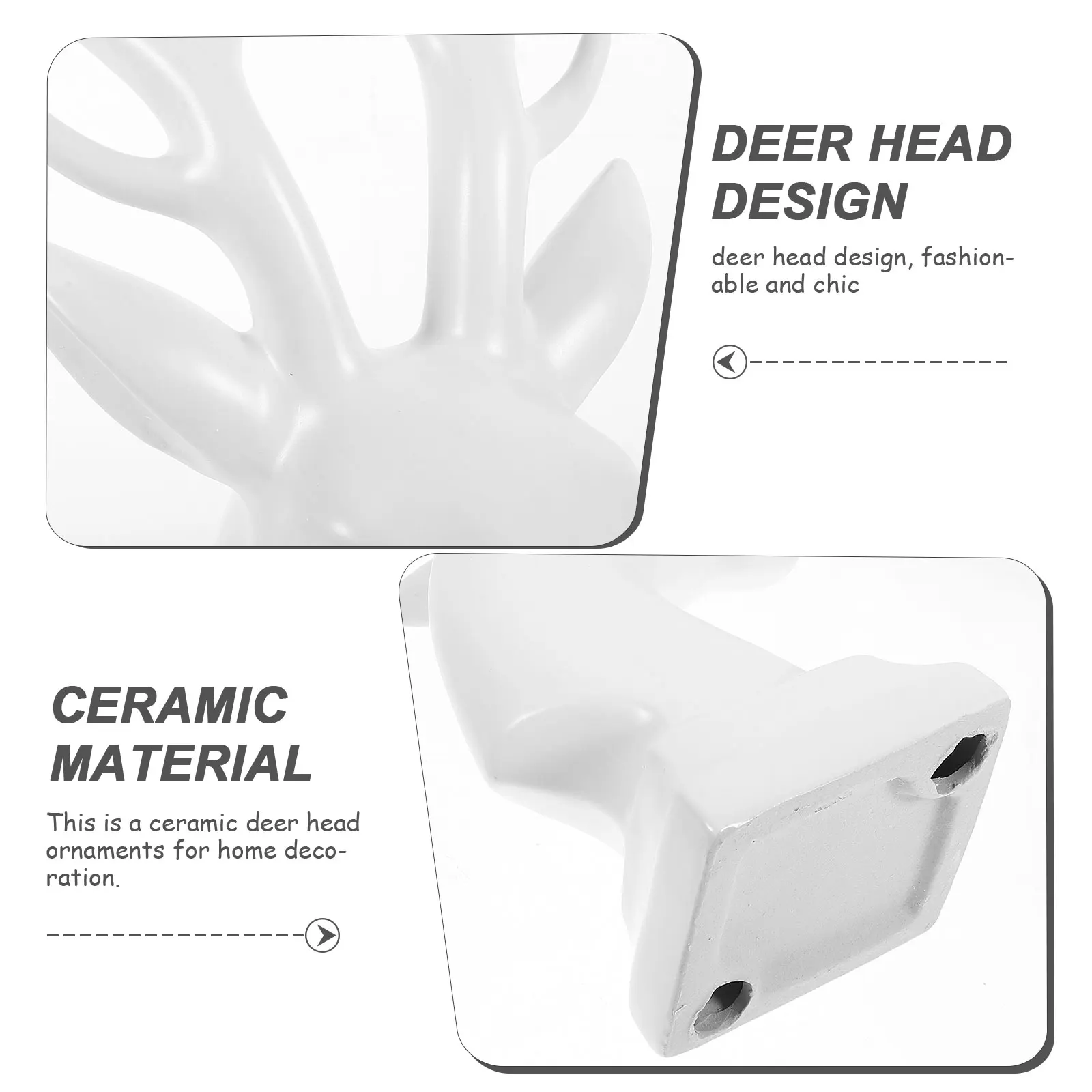 

1Pcs Creative Deer Head Adornment White Ceramic Room Decor Modern Aesthetic Ornament for Living Room Bedroom Photo Prop Decor