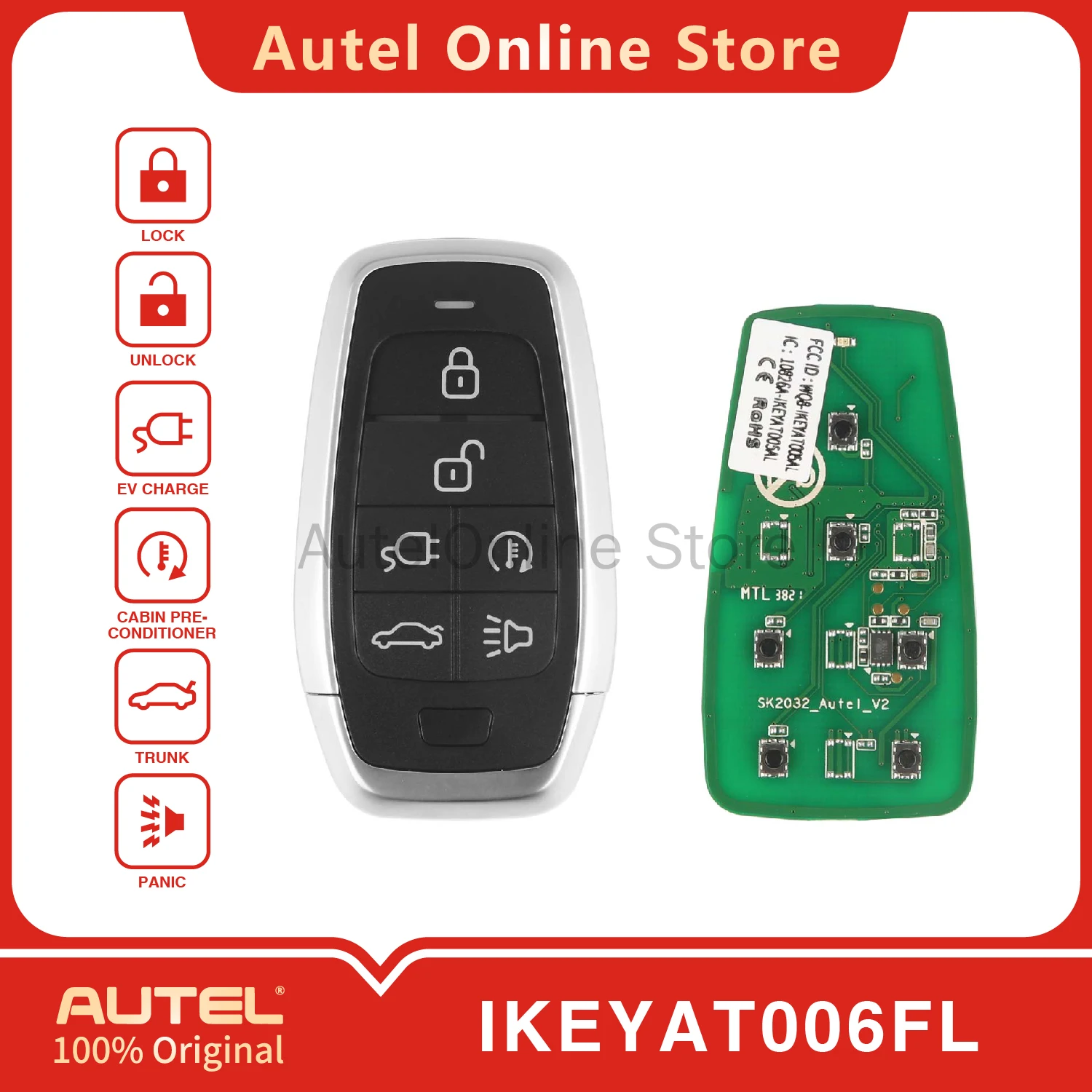 

AUTEL IKEYAT006FL 6 Buttons Universal Smart Remote Key for KM100/IM508/IM608