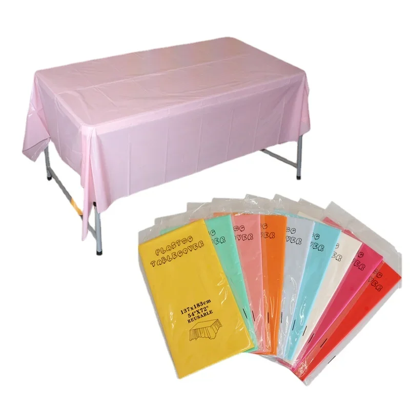 137x183cm Disposable Solid Color Party Tablecloth PE Plastic Sheet Birthday Party Hotel Wedding Table Dessert Table Tablecloth