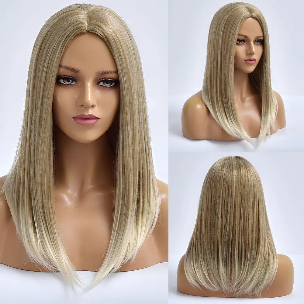 Heat Resistant Synthetic Hair Blended Blonde Short Straight Women Dress Up Wigs