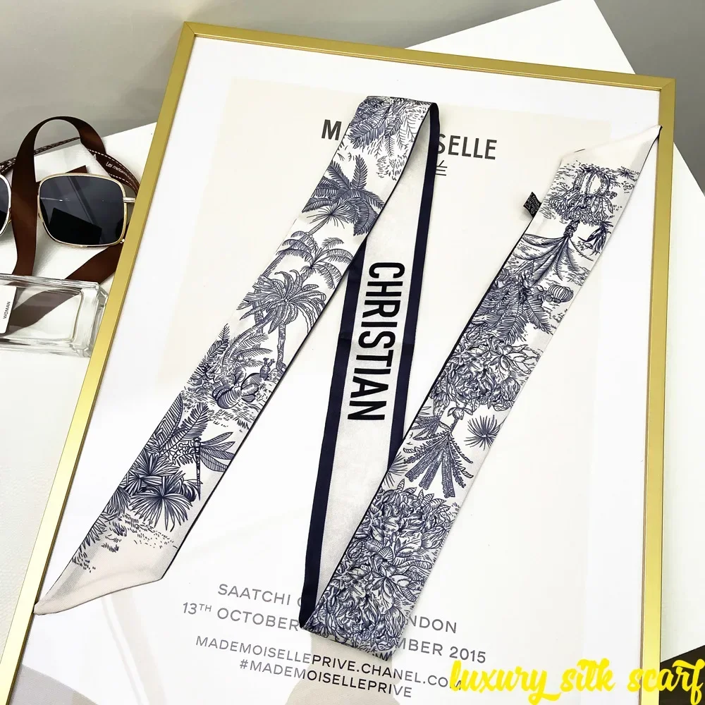 NEW Spring Luxry Design Women Silk Ribbon Scarf Handbag Handle Wrap Bag Ribbon Scarf Women Girls Head Hair Wrist Ribbon  Bag image 2