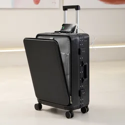 Front opening trolley multifunctional aluminum frame suitcase LD315