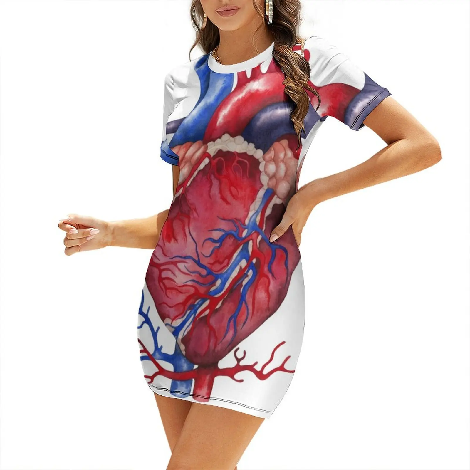 

Watercolor heart Short Sleeved Dress summer dress for women 2025 dress for women summer elegant women's dresses for wedding