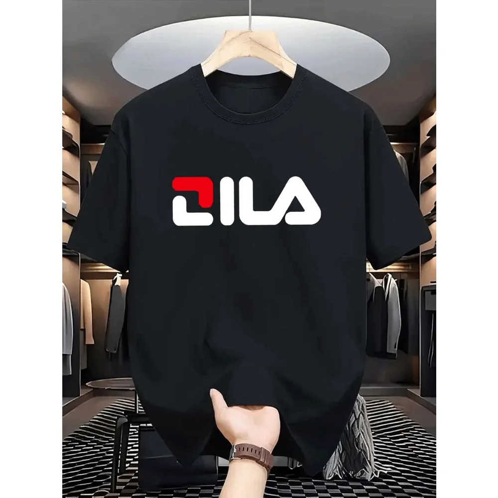 Men's Summer Printed T-shirt - Breathable Fabric Casual Round-neck Short-sleeved Running and Fitness Sports Top