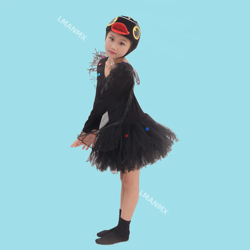 Gray Duck Costumes For Girls Animal Cosplay School Performance Dress Black Ugly Duckling Clothing