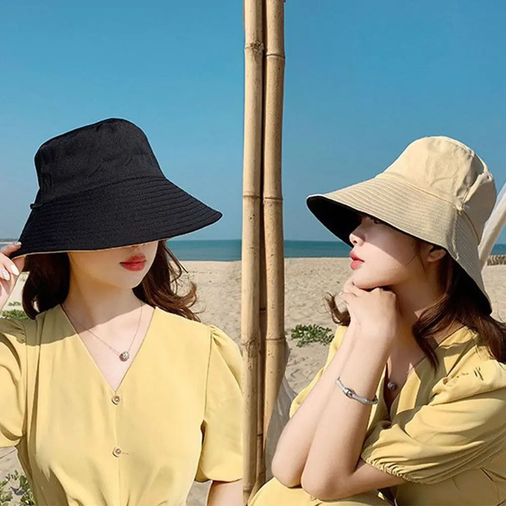 Spring Summer Panama Hat Double-Sided Anti-UV Fisherman Cap Bucket Hat Beach Cap Sun Hat