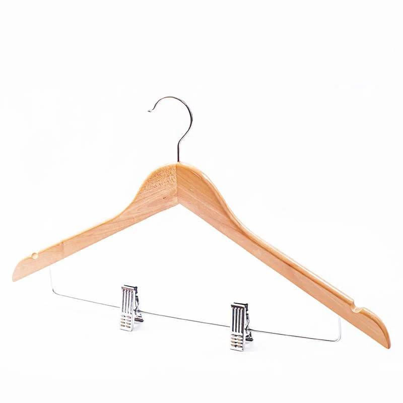 P66 Wooden Hangers 3 Pack Wood Clothes Hangers with Clip olid Wooden Trouser Rack with Shoulder Notches for Dress Jacket