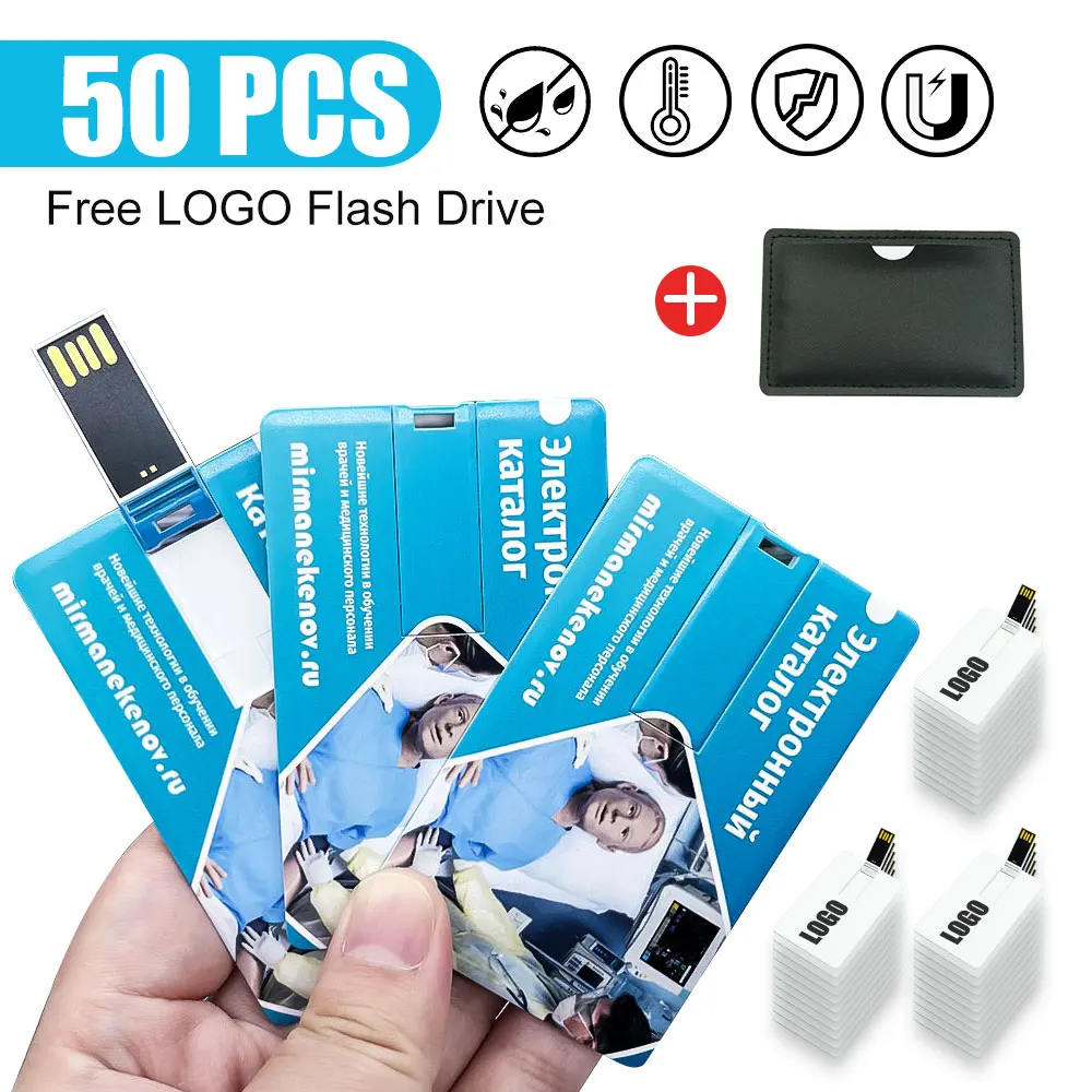 

50PCS Credit Card USB 2.0 Flash Drive 1GB 2GB Memory Storage 4GB 8GB 16GB USB Pen Drive 32GB 64GB Free Custom Logo Gift USB Disk