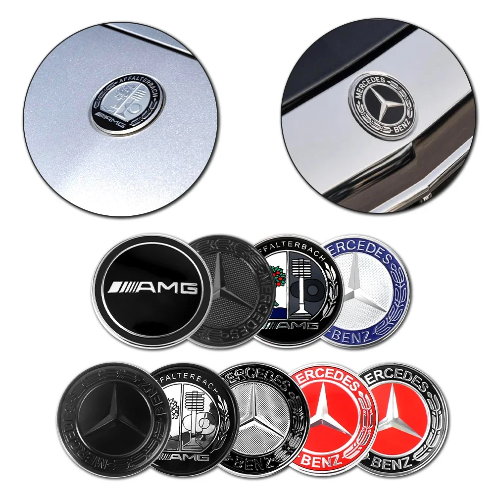 

57mm Car Aluminum Badge Front Hood Decoration Bonnet Sticker For Mercedes Benz AMG A E B C GLA GLC GLE Class W166 W176 W204 W205