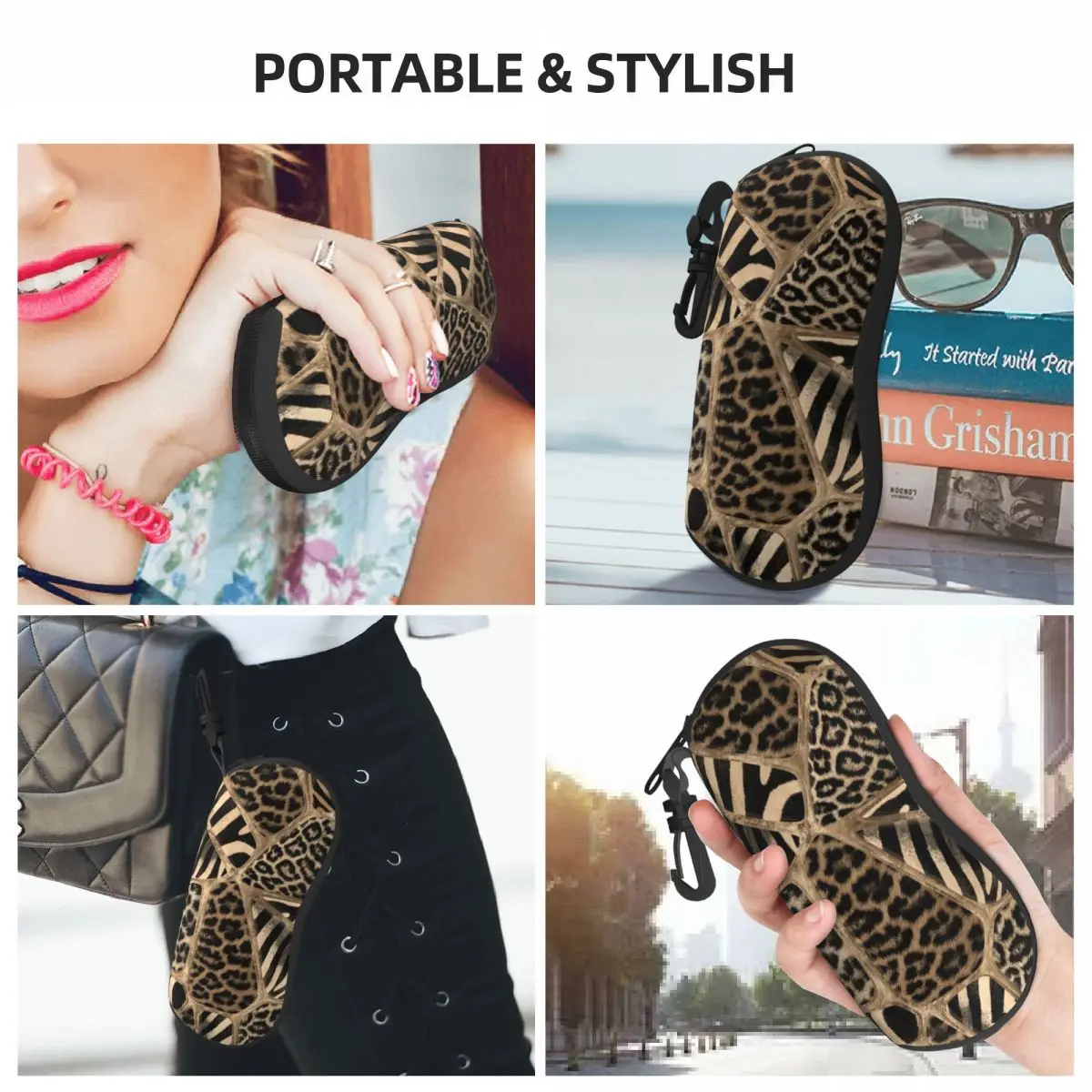 Animal Print Shell Eyeglasses Protector Cases Fashion Sunglass Case Leopard And Zebra Pastel Gold Glasses Bag