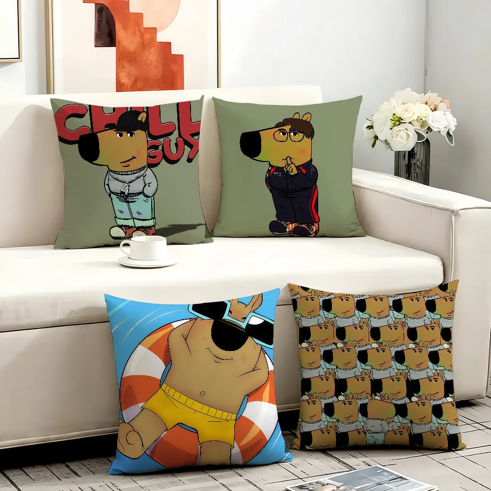 Cute Chill Guy cushion cover Anti-dustmite Sofa Cushion Decorative Office Cover Lounge Area Indoor & Outdoor Use