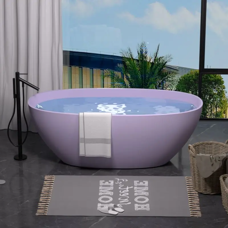 Transparent resin artificial stone bathtub oval for homeall-in-one independent double thin side bathtub small apartment