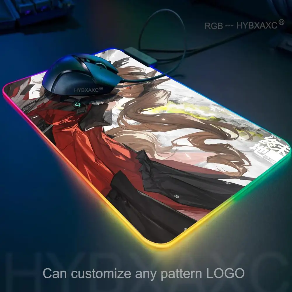 HYBXAXC Anime girl Arknights Endfield Gilberta Mouse Pad RGB Gaming Mouse Pad Desk Mat HD Gamer Large LED Light XXL 800x400mm