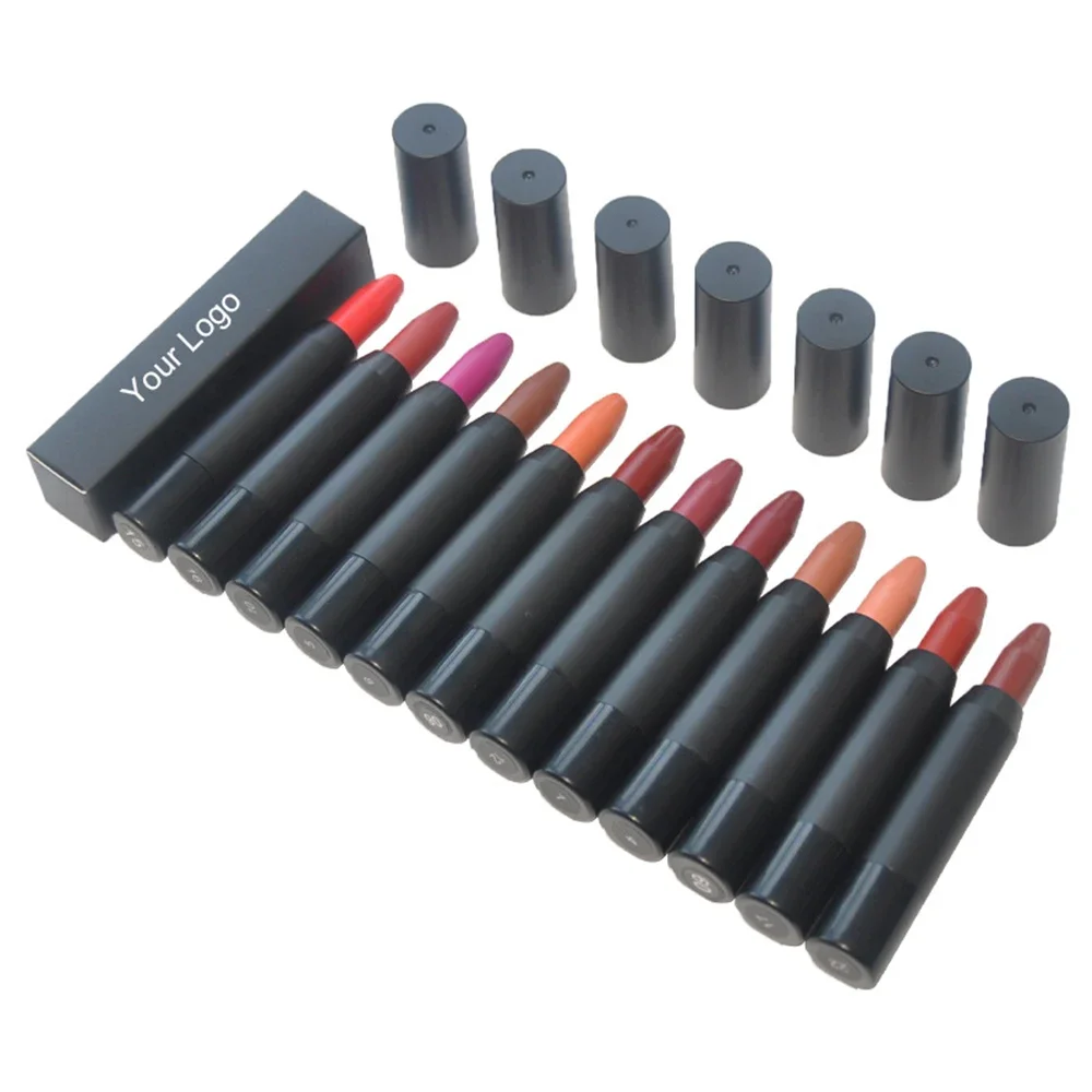 

12 Colors Crayon Lipstick Custom Logo Pigment Long Lasting Waterproof Matte Non-stick Non-fading Makeup Private Label Wholesale