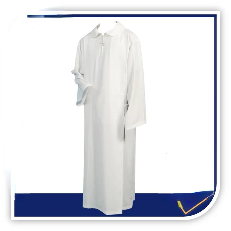 Catholic Clergy Alb Priest White Vestments Long Robe Church Worship ALB Garment Clerical