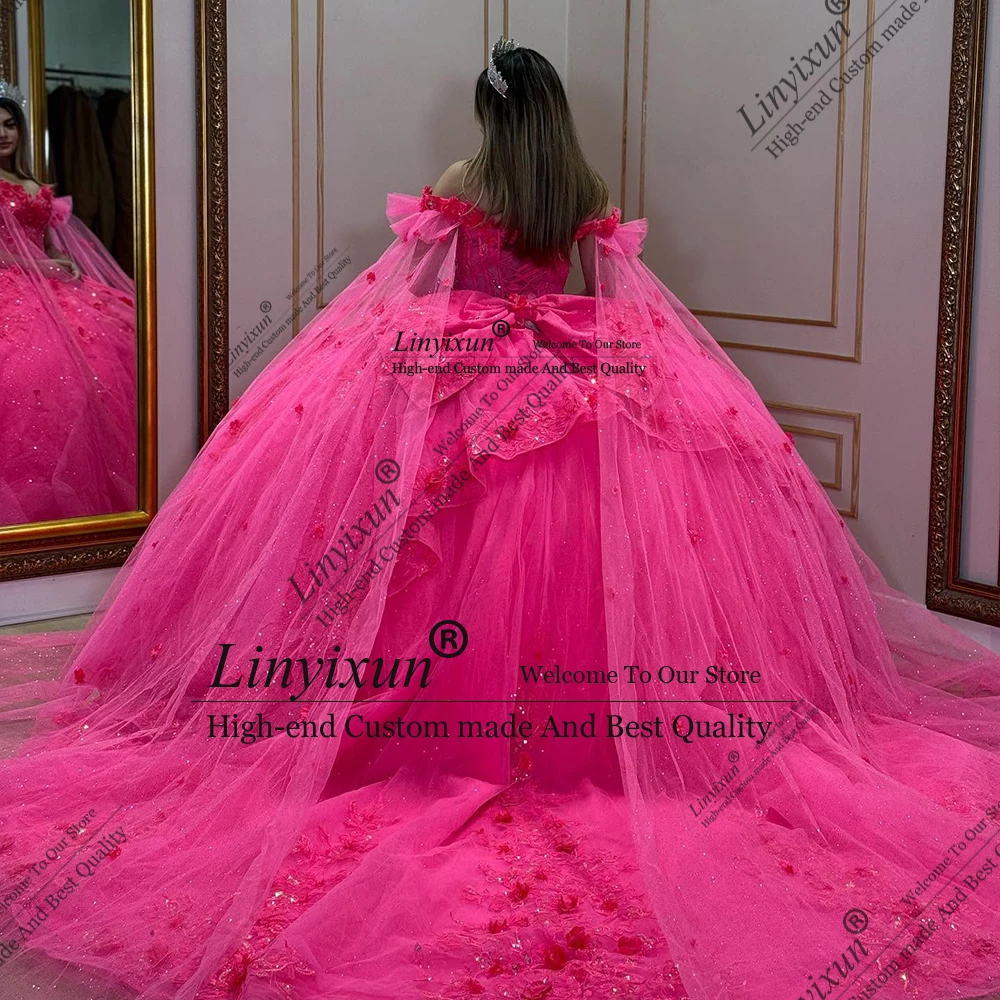Wspaniała suknia Quinceañera 2025 z odkrytymi ramionami, brokatowymi aplikacjami, suknia balowa na przyjęcie urodzinowe dla dziewczynki, szyta na miarę vestidos de gala
