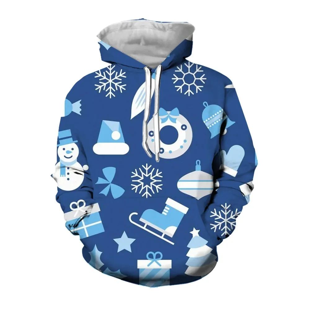 2024 New Fashion 3D Print Hoodie Men Christmas Snowflake Ornament Xmas Tree Casual Long Sleeve Fashion Pullover High-quality