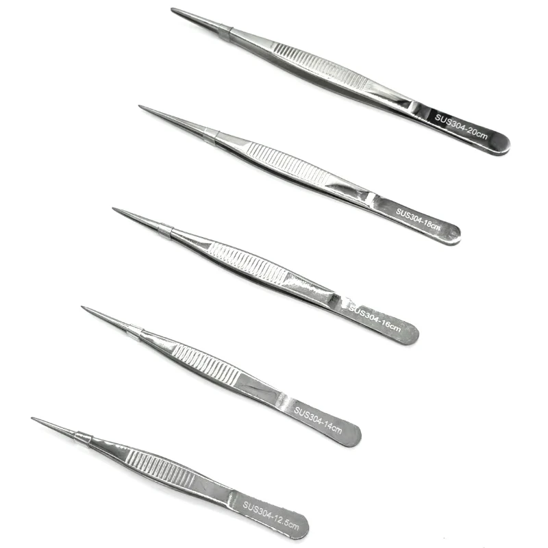 

12.5cm–20cm 304 Iodine-Resistant Medical Forceps Long Straight Forceps Straight-Tip Thickened Medical Instrument Stainless Steel