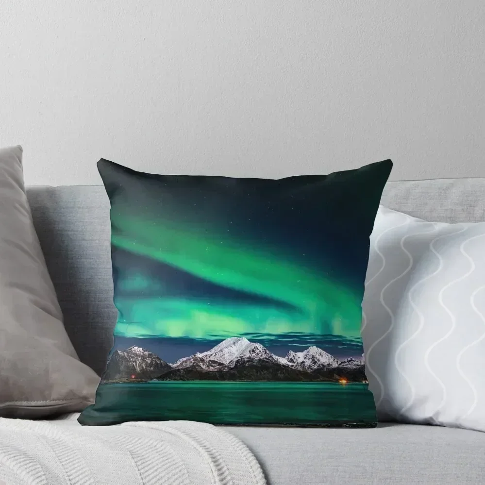 

Northern Lights Mountains in the Ocean Throw Pillow Cushion Cover For Sofa christmas cushions covers Decorative Cushions pillow