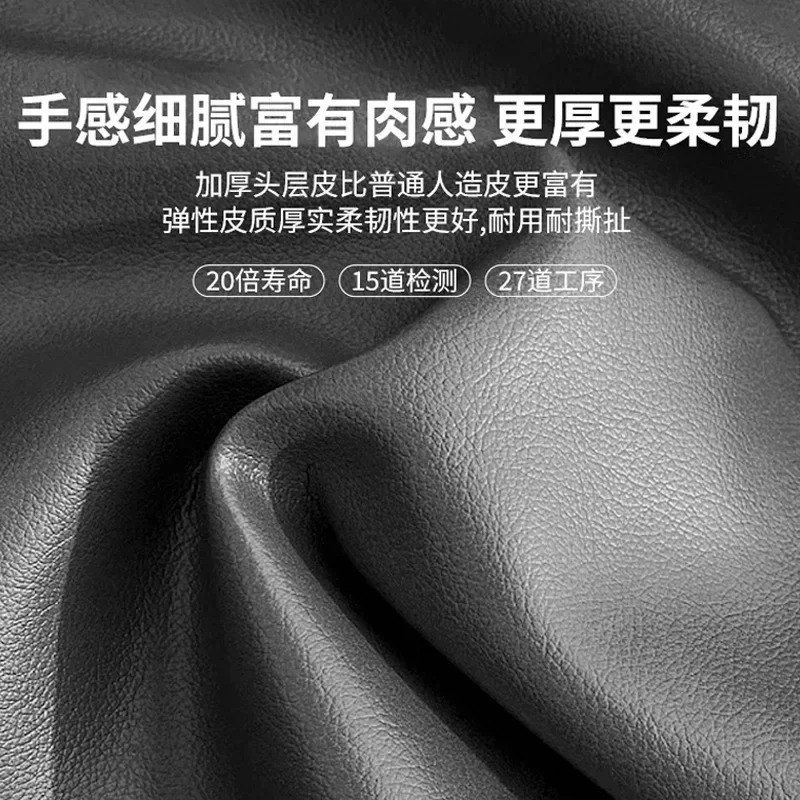 غرفة نوم جلدية إيطالية بسيطة وافل سوداء عتيقة بطول 1.8 متر طبقة علوية مزدوجة من جلد البقر #5